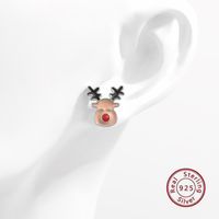 1 Pair Cartoon Style Cute Sweet Christmas Tree Elk Epoxy Plating Sterling Silver Zircon White Gold Plated Rhodium Plated Ear Studs main image 4