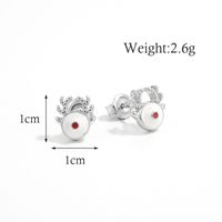 1 Pair Cartoon Style Cute Sweet Christmas Tree Elk Epoxy Plating Sterling Silver Zircon White Gold Plated Rhodium Plated Ear Studs sku image 2