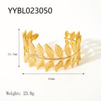 Nordic Style Vintage Style Flower 201 Stainless Steel 18K Gold Plated Natural Stone Bangle In Bulk sku image 1