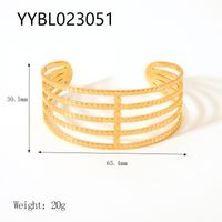Nordic Style Vintage Style Flower 201 Stainless Steel 18K Gold Plated Natural Stone Bangle In Bulk sku image 2