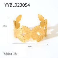 Nordic Style Vintage Style Flower 201 Stainless Steel 18K Gold Plated Natural Stone Bangle In Bulk sku image 3