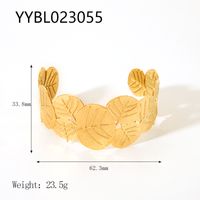 Nordic Style Vintage Style Flower 201 Stainless Steel 18K Gold Plated Natural Stone Bangle In Bulk sku image 4