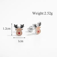 1 Pair Cartoon Style Cute Sweet Christmas Tree Elk Epoxy Plating Sterling Silver Zircon White Gold Plated Rhodium Plated Ear Studs sku image 1