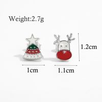1 Pair Cartoon Style Cute Sweet Christmas Tree Elk Epoxy Plating Sterling Silver Zircon White Gold Plated Rhodium Plated Ear Studs sku image 4