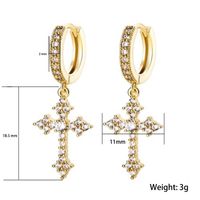 1 Pair Ig Style Cross Inlay Copper Rhinestones Gold Plated Silver Plated Drop Earrings sku image 1