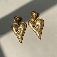 1 Pair Simple Style Classic Style Heart Shape Plating Metal Gold Plated Drop Earrings main image 4