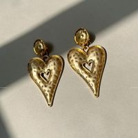 1 Pair Simple Style Classic Style Heart Shape Plating Metal Gold Plated Drop Earrings main image 5