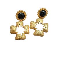 1 Pair Retro Cross Copper Drop Earrings main image 3