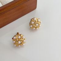 1 Pair Simple Style Round Alloy Ear Studs main image 3