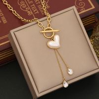Wholesale Simple Style Commute Heart Shape 304 Stainless Steel Copper Plating 18K Gold Plated Zircon Pendant Necklace main image 1