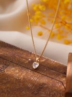 Simple Style Heart Shape Copper Zircon Pendant Necklace main image 7
