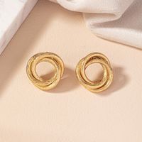 1 Pair Retro Simple Style Commute Round Plating Alloy Gold Plated Ear Studs main image 5