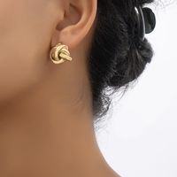 1 Pair Retro Simple Style Commute Round Plating Alloy Gold Plated Ear Studs main image 2