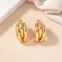 1 Pair Retro Simple Style Commute Round Plating Alloy Gold Plated Ear Studs main image 3