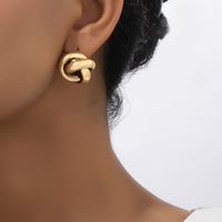 1 Pair Retro Simple Style Commute Round Plating Alloy Gold Plated Ear Studs main image 4