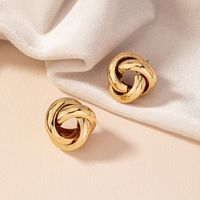1 Pair Retro Simple Style Commute Round Plating Alloy Gold Plated Ear Studs main image 8