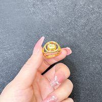 1 Piece Simple Style Flower Brass Plating Open Ring sku image 11