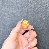 1 Piece Simple Style Flower Brass Plating Open Ring sku image 13