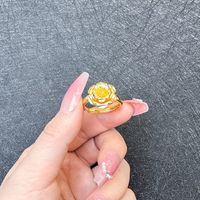 1 Piece Simple Style Flower Brass Plating Open Ring sku image 18