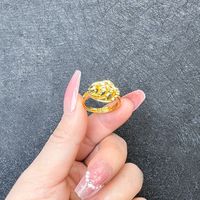 1 Piece Simple Style Flower Brass Plating Open Ring sku image 20