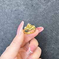 1 Piece Simple Style Flower Brass Plating Open Ring sku image 21