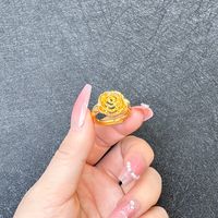 1 Piece Simple Style Flower Brass Plating Open Ring sku image 19