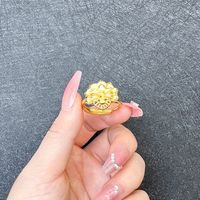 1 Piece Simple Style Flower Brass Plating Open Ring sku image 26