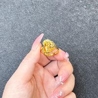 1 Piece Simple Style Flower Brass Plating Open Ring sku image 27