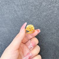1 Piece Simple Style Flower Brass Plating Open Ring sku image 25