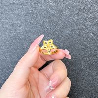 1 Piece Simple Style Flower Brass Plating Open Ring sku image 30