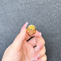 1 Piece Simple Style Flower Brass Plating Open Ring sku image 33