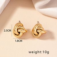 1 Pair Retro Simple Style Commute Round Plating Alloy Gold Plated Ear Studs sku image 2