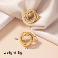 1 Pair Retro Simple Style Commute Round Plating Alloy Gold Plated Ear Studs sku image 1