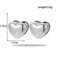 1 Pair Simple Style Round Heart Shape Plating Stainless Steel Earrings sku image 3