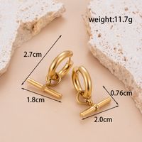 1 Pair Simple Style Circle Square Moon Plating Inlay Stainless Steel Artificial Gemstones 18k Gold Plated Earrings main image 2