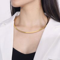 Titanium Steel 18K Gold Plated Simple Style Solid Color Choker main image 5