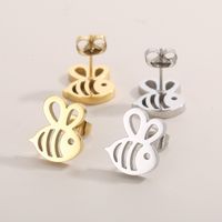 1 Pair Cute Simple Style Bee Plating Hollow Out Stainless Steel 18K Gold Plated Ear Studs main image 3