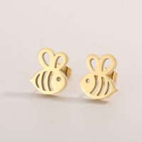 1 Pair Cute Simple Style Bee Plating Hollow Out Stainless Steel 18K Gold Plated Ear Studs main image 4
