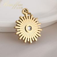 1 Piece Stainless Steel Zircon 18K Gold Plated Gear main image 1