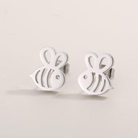 1 Pair Cute Simple Style Bee Plating Hollow Out Stainless Steel 18K Gold Plated Ear Studs sku image 1