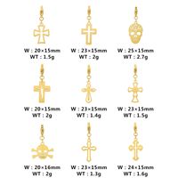 1 Piece Stainless Steel 18K Gold Plated Cross Skull main image 2