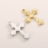 1 Piece Stainless Steel 18K Gold Plated Cross Heart Shape Rose main image 3
