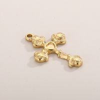 1 Piece Stainless Steel 18K Gold Plated Cross Heart Shape Rose main image 4