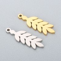 1 Piece Stainless Steel Rhinestones 18K Gold Plated Leaves main image 3
