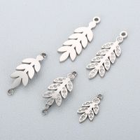 1 Piece Stainless Steel Rhinestones 18K Gold Plated Leaves main image 4