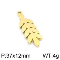 1 Piece Stainless Steel Rhinestones 18K Gold Plated Leaves sku image 6