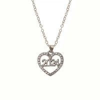 Classic Style Streetwear Number Heart Shape Alloy Copper Plating Hollow Out Rhinestones 18k Gold Plated Silver Plated Unisex Necklace sku image 1