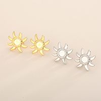 1 Pair Simple Style Sun Plating Stainless Steel 18K Gold Plated Ear Studs main image 3