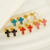 1 Pair Simple Style Cross Polishing Plating Stainless Steel 18K Gold Plated Ear Studs main image 3