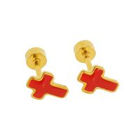 1 Pair Simple Style Cross Polishing Plating Stainless Steel 18K Gold Plated Ear Studs main image 6
